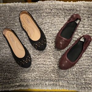 2 Pr. - Elegant Black (New) And Purple (Used) Women's Flats